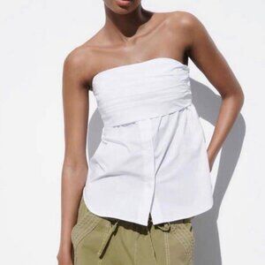 Zara Strapless Poplin Top